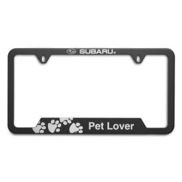 Subaru License Plate Frame Pet Lover Matte Black