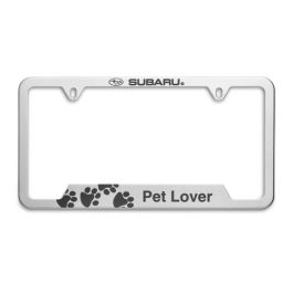 Subaru License Plate Frame Pet Lover Polished Stainless Steel