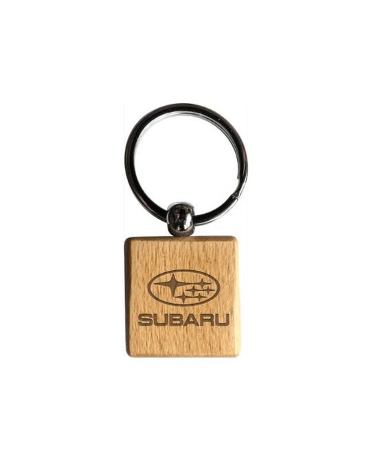Subaru European Beechwood Keytag With Subaru Logo