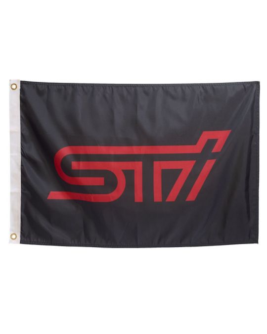 Subaru Gear STI Flag Black With Red STI Logo