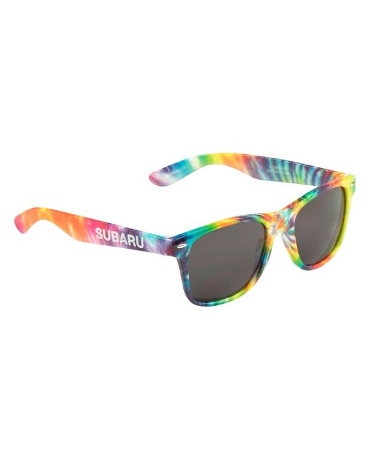 Subaru Gear Tie Dye Pride Sunglasses With Rainbow Design & Subaru Logo