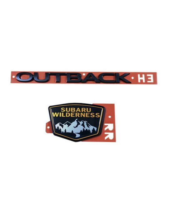 Subaru Wilderness Rear Tailgate Emblems Matte Black