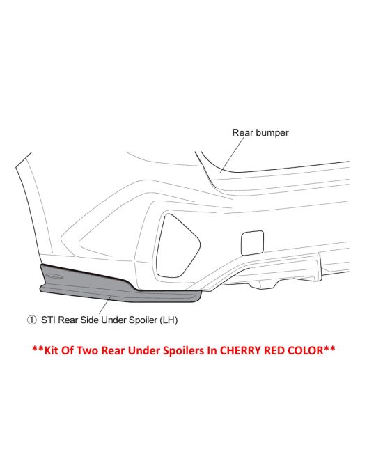 Subaru STi Rear Quarter Underspoilers Kit Of Two Cherry Red