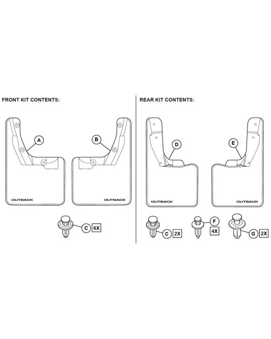 Subaru Mud Flaps For Front And Rear Non-Wilderness