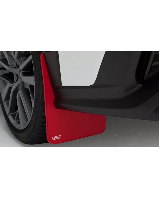 Subaru Mud Flaps Kit Of Four For Front And Rear Cherry Red With White STI Logo