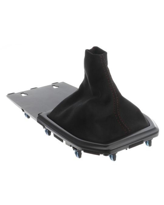 Subaru Ultrasuede Shift Boot Cover With Red Stitching & Gunmetal Gray Trim Surround