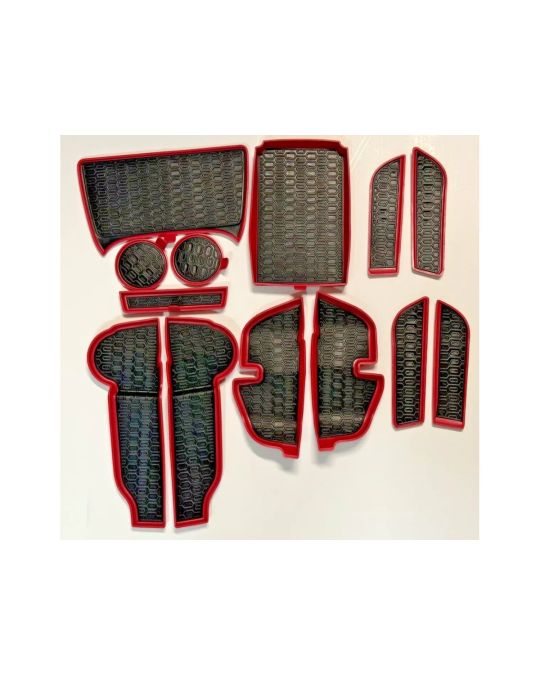 Subaru Interior Accent Liners 13 Piece Kit For Center Console Storage Bins Cupholders And Doors With Red Surround