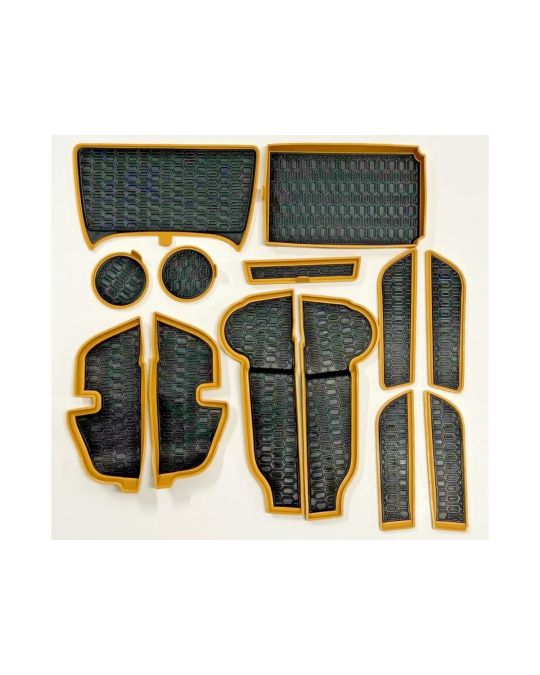 Subaru Interior Accent Liners 13 Piece Kit For Center Console Storage Bins Cupholders And Doors With Gold Surround