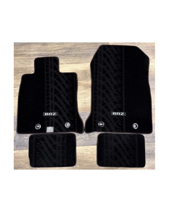 Subaru Carpeted Floor Mats Black With BRZ Logo And Red Stitching
