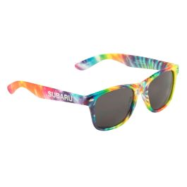 Subaru Gear Tie Dye Pride Sunglasses With Rainbow Design & Subaru Logo